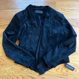 BlankNYC black cropped faux suede jacket size large